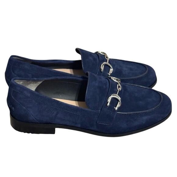 Stuart Weitzman Owen Buckle Loafers Suede Navy Blue Women’s Horsebit Size 9.5 - Picture 2 of 11
